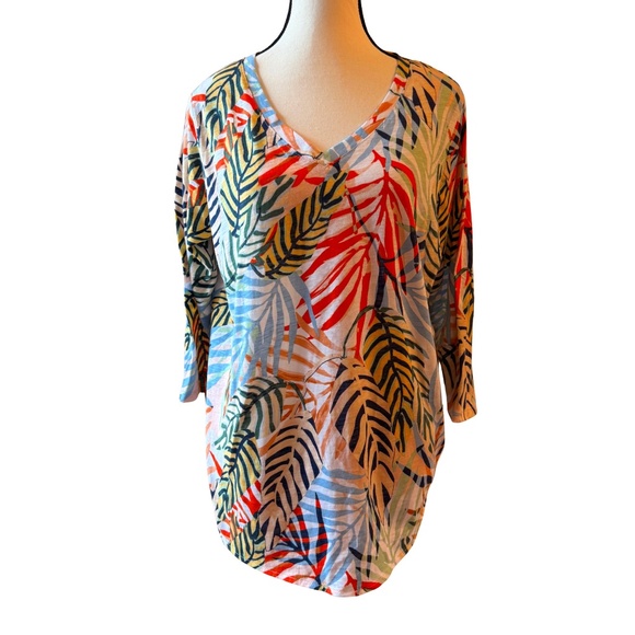 Tahari Tops - Tahari Tropical V Neck 3/4 Sleeve Top 1X NWOT